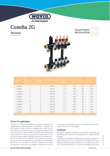 Scheda tecnica Comfia 2G