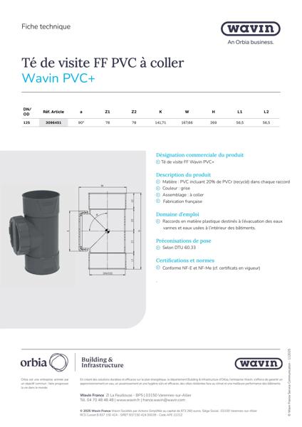 Fiche technique Té de visite FF PVC+