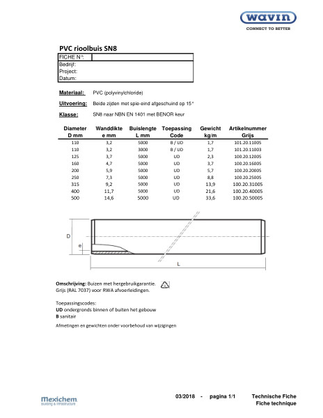 SN8 PVC buis / tuyau BENOR