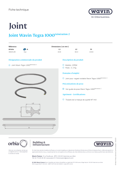 Fiche technique Tegra 1000 G2 - Joint