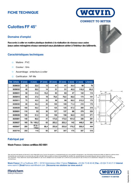 Fiche technique - Culottes FF 45°