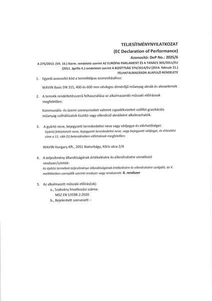 TNy Basic DN 315, 400, 600 mm aknák