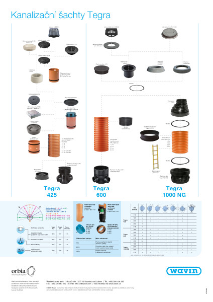 Sestavy kanalizačních šachet Tegra DN 425, 600 a 1000
