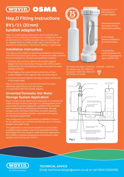 Wavin Osma HepvO BV1 21 Tundish adaptor kit Installation Instructions Aug2025