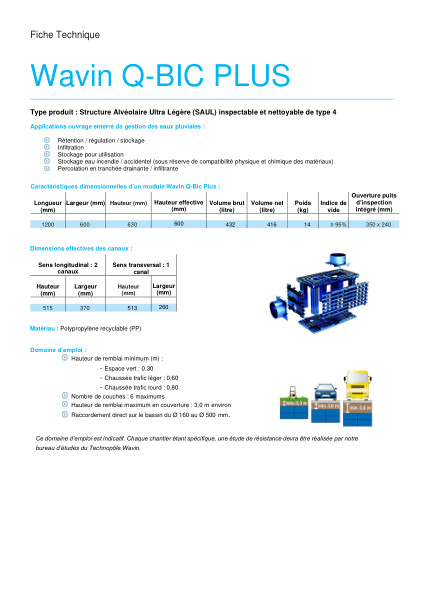Fiche Technique - Wavin Q-Bic Plus