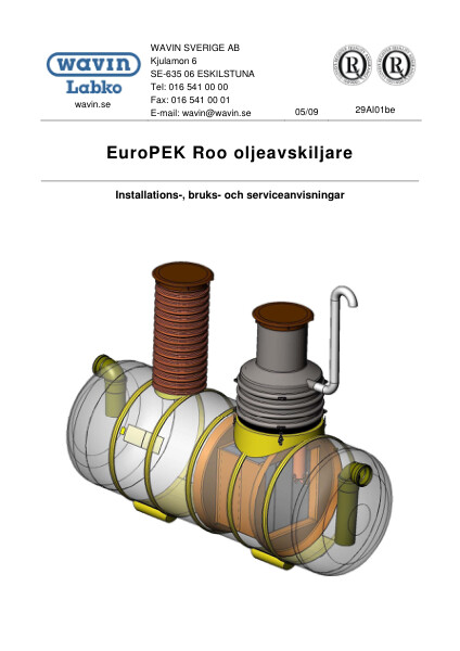Wavin Oljeutskillere EuroPEK Roo - installasjonsveiledning