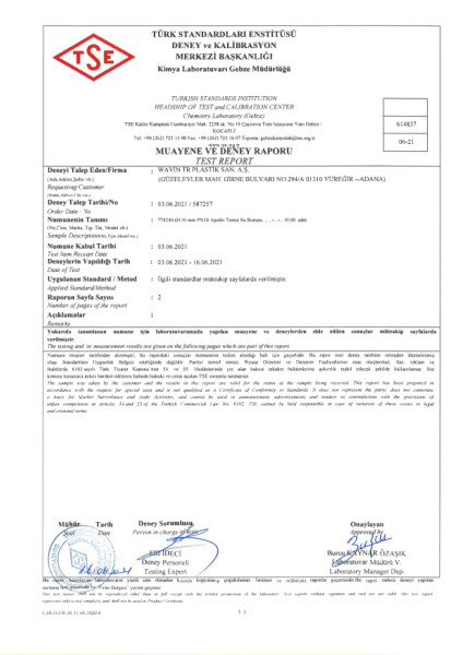 O-PVC İçme Suyuna Etki Raporu