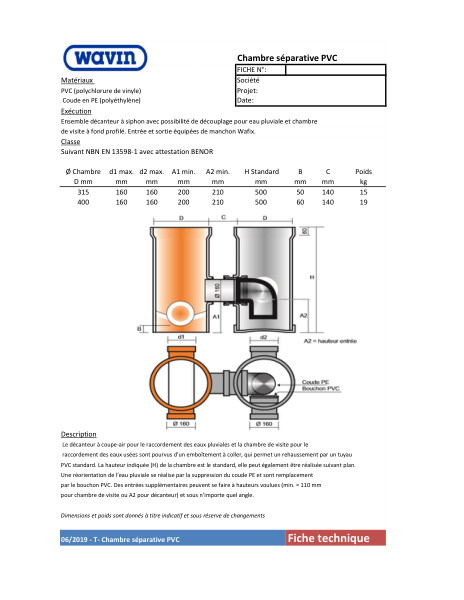 Fiche technique Chambre séparative PVC
