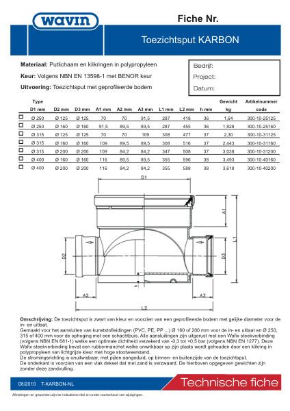 Technische fiche toezichtput Karbon / Fiche technique chambre de visite Karbon