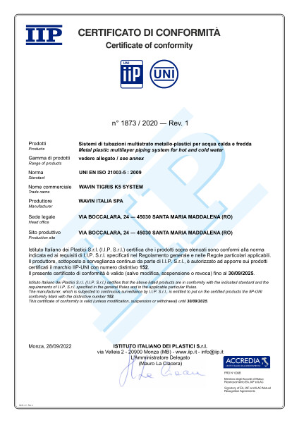 Certificato di conformità IPP Tigris K5