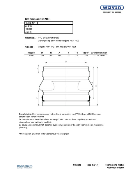 SN8 betoninlaat / Pièce de piquage Ø200