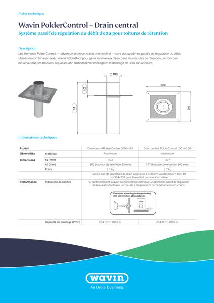 Wavin PolderControl Mid drain Product Data Sheet FR