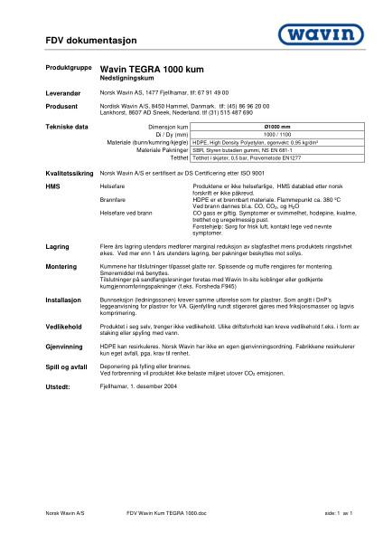 FDV Wavin Tegra 1000