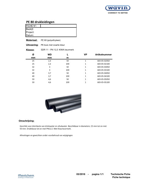 PE 80 drukleidingsystemen / Système pression