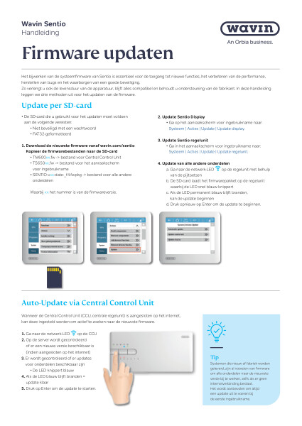 Handleiding Wavin Sentio Firmware updaten