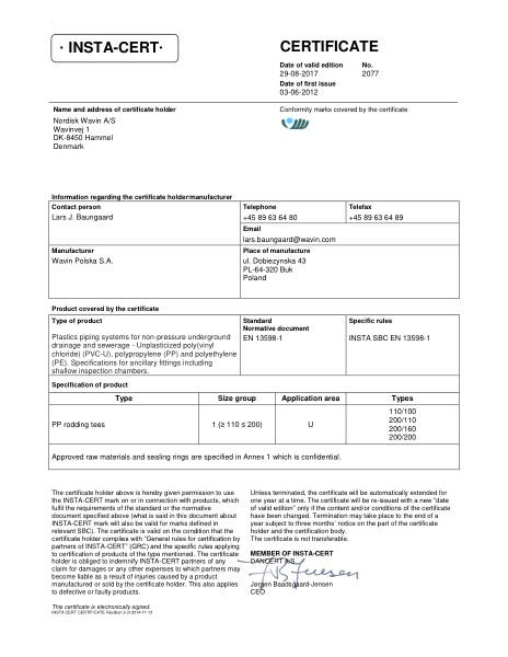 Typgodkännande - No. 2077 - Rodding tees