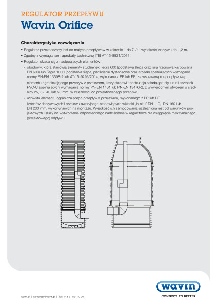 Regulatory przepływu Wavin Orifice - opis techniczny