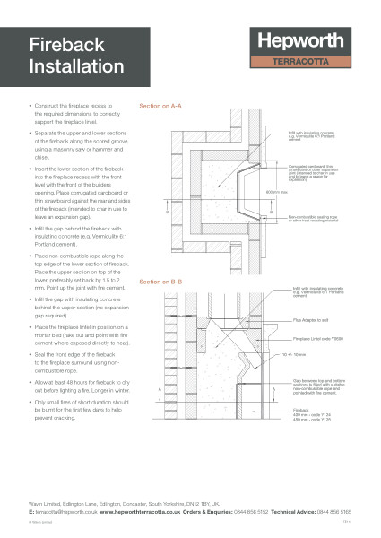 Data Sheet - Fireback Installation