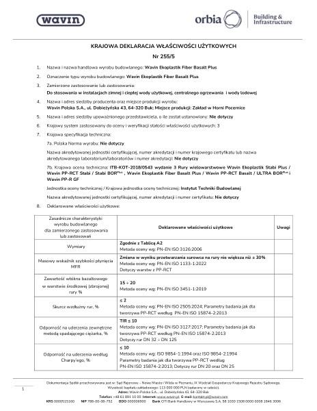 Archiwum_KDWU 255/5 Rury Ekoplastik FiberBasalt Plus
