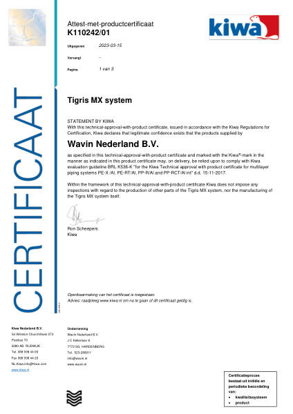 Certificaat K110242/01 BRL K536K-PEG Technical approval - Tigris MX system 15 - 32mm