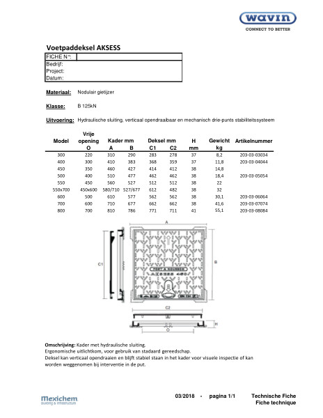 Voetpaddeksel AKSESS / Couvercle de troittoir AKSESS