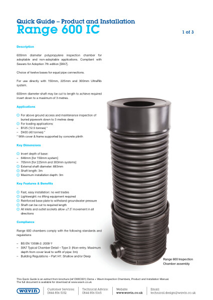 Quick Guide - Product and Installation - Range 600 IC