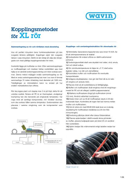 Kopplingsmetoder XL rör