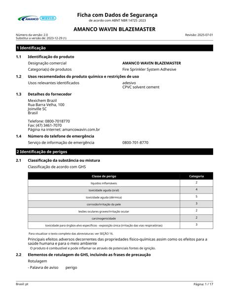 FDS - Adesivo Amanco Blazemaster®