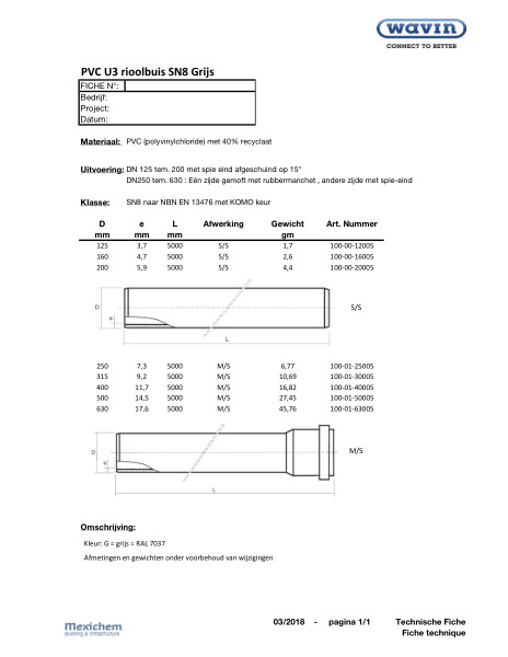 PVC U3 rioolbuis SN8 grijs - Tuyaux U3 SN8 gris