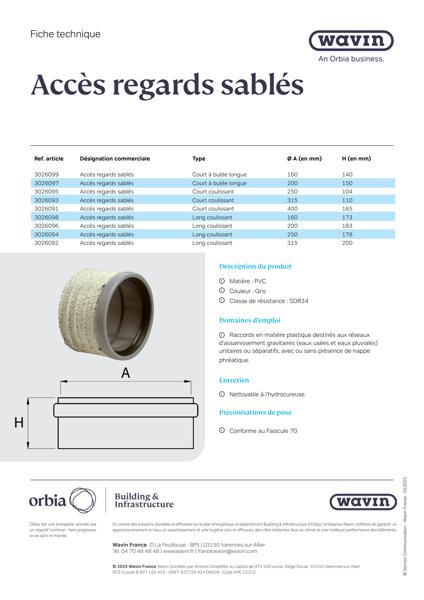 Fiche technique - Accès Regards sablés
