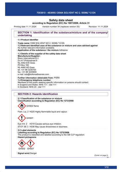 Solvent Cement Data Sheet