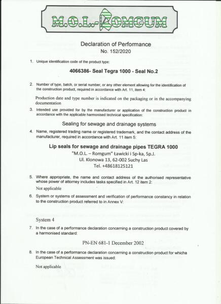 DOP EN - 152/2020 - 4066386 Seal Tegra 1000 - Seal No.2