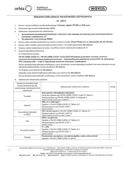 KDWU 247/1 Teleskopowy adapter PP 600