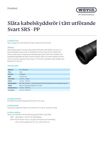 Wavin_Kabelrör_SRS_6m_PP_Släta_Svart_SE_20250414