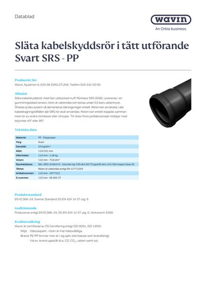 Wavin_Kabelrör_SRS_6m_PP_Släta_Svart_SE_20250414