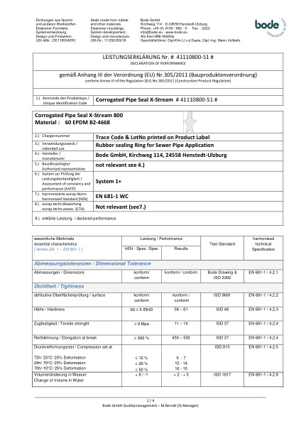 DOP EN/DE - 41110800-51 - Corrogated Pipe Seal X-Stream 800