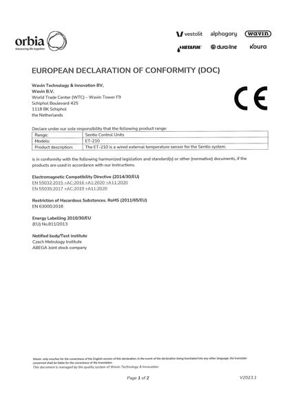 EU Declaration of conformity Sentio 4063806 - ET 210