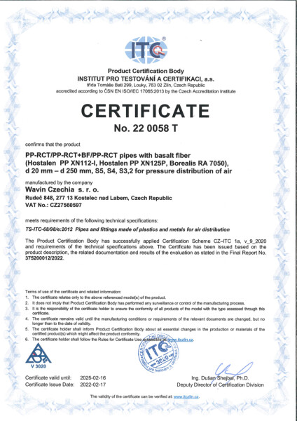 Certificato Tubi Fiber Basalt Plus - Basalt Clima