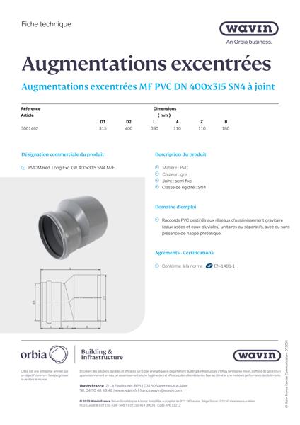 Fiche technique Augmentations excentrées - 3001462