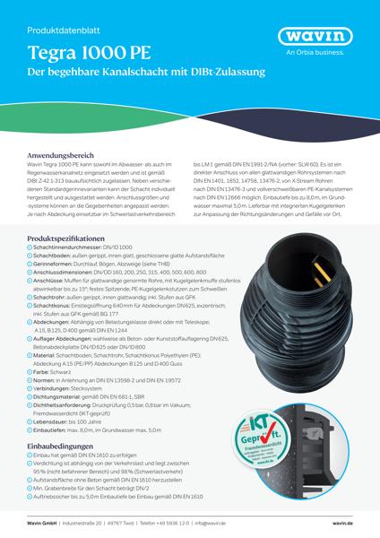 Produktdatenblatt Wavin Tegra 1000 PE