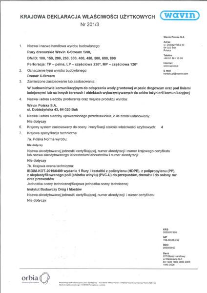Archiwum_KDWU 201/3 Rura drenarska Wavin X-Stream