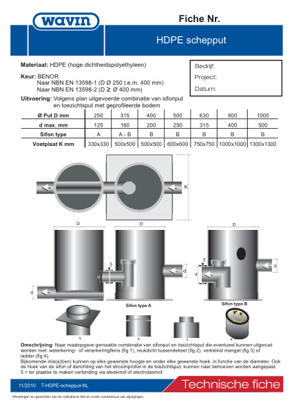 Technische fiche HDPE schepput / Fiche technique puisard double 