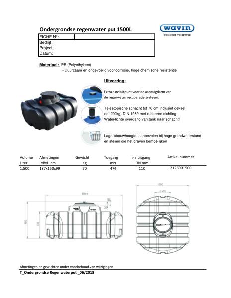 Technische fiche / Fiche technique Ondergrondse regenwater put / Citerne eaux de pluie enterrée