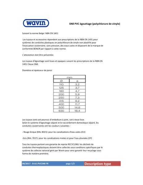 Description types PVC SN8 écouttage