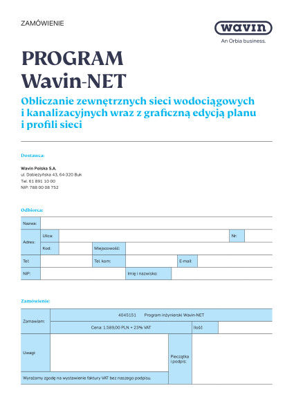 Program Wavin-Net_formularz zamówieniowy