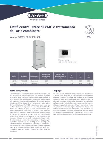 Scheda tecnica Ventiza COMBI PCRK300-500