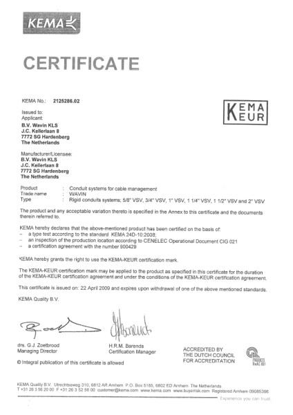 Certificaat KEMA-KEUR 2125286.02 PVC VSV elektrobuizen (star)