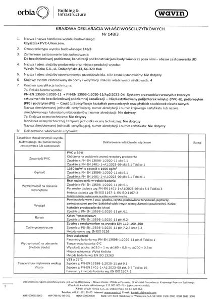 KDWU 148/3 Czyszczak kanalizacji zewnętrznej PVC 110-200