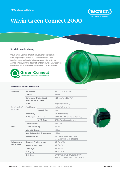 Produktdatenblatt Green Connect 2000