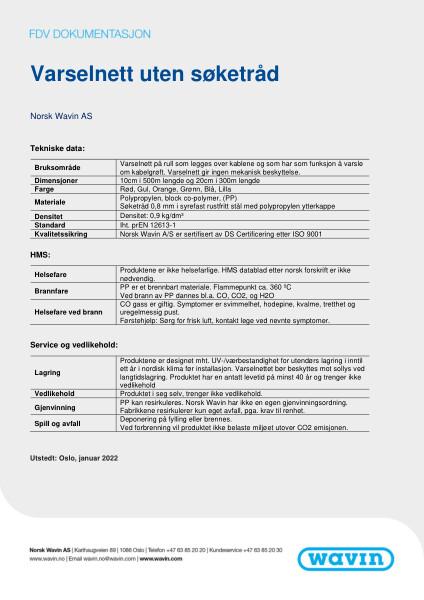 FDV Wavin Varselnett u/søketråd